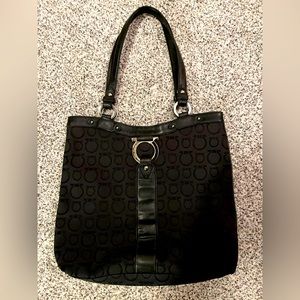Salvatore Ferragamo Black Canvas and Leather Tote Bag